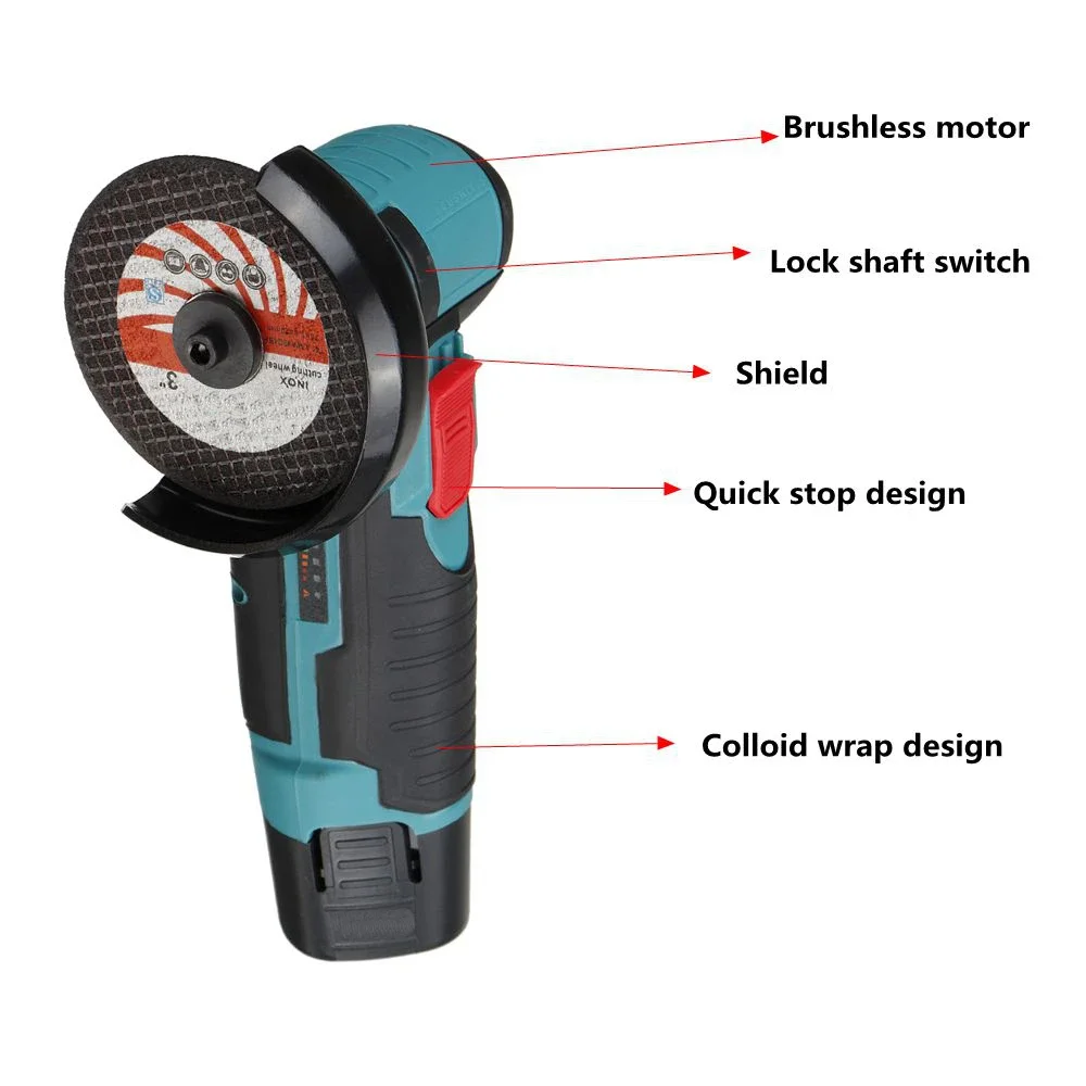 Brushless Angle Grinder Battery Powered - 500W 12V Grinder Brushless Angle Grinder