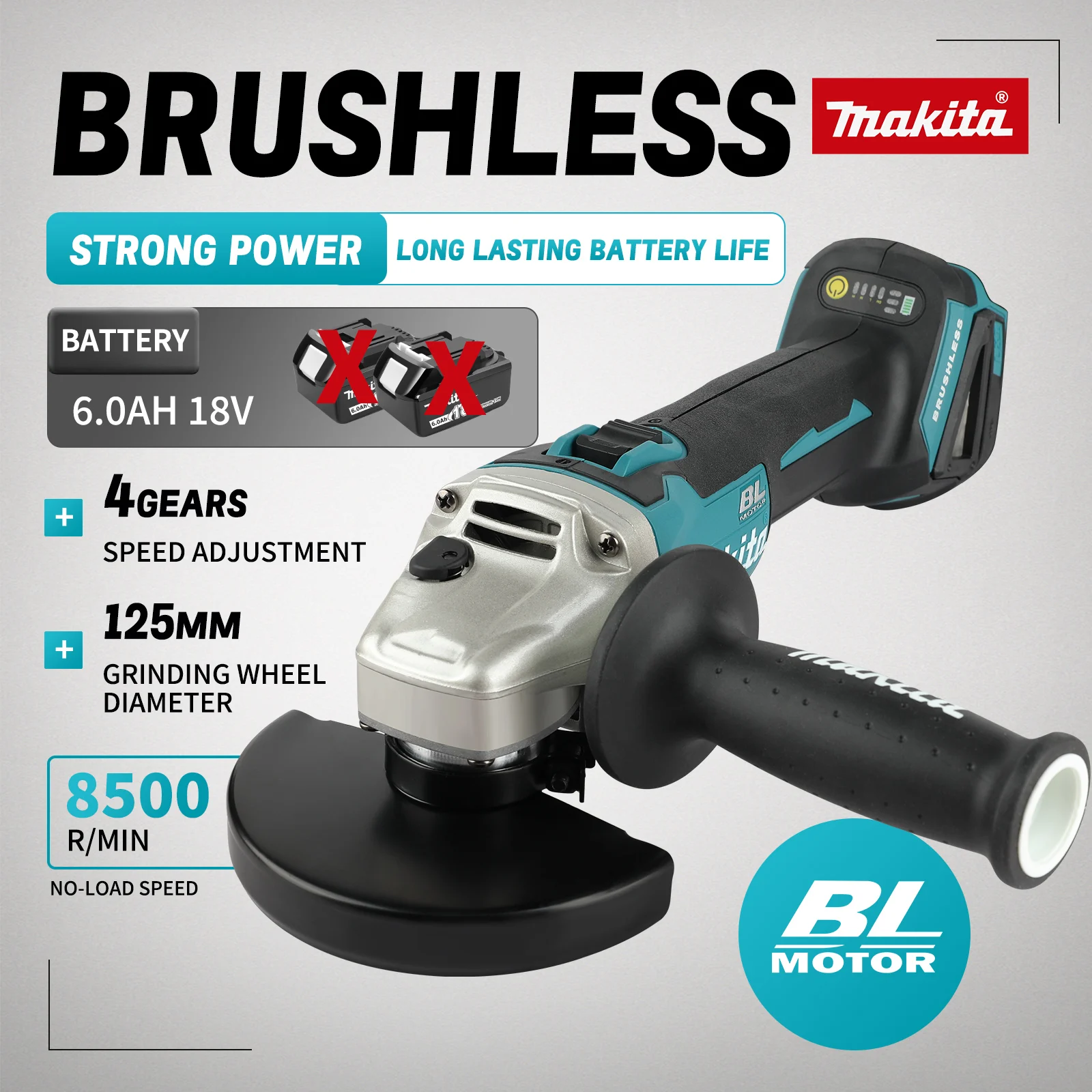 DGA404 100/125mm Brushless Lit - Brushless Angle Grinder Battery Powered 评论和价格