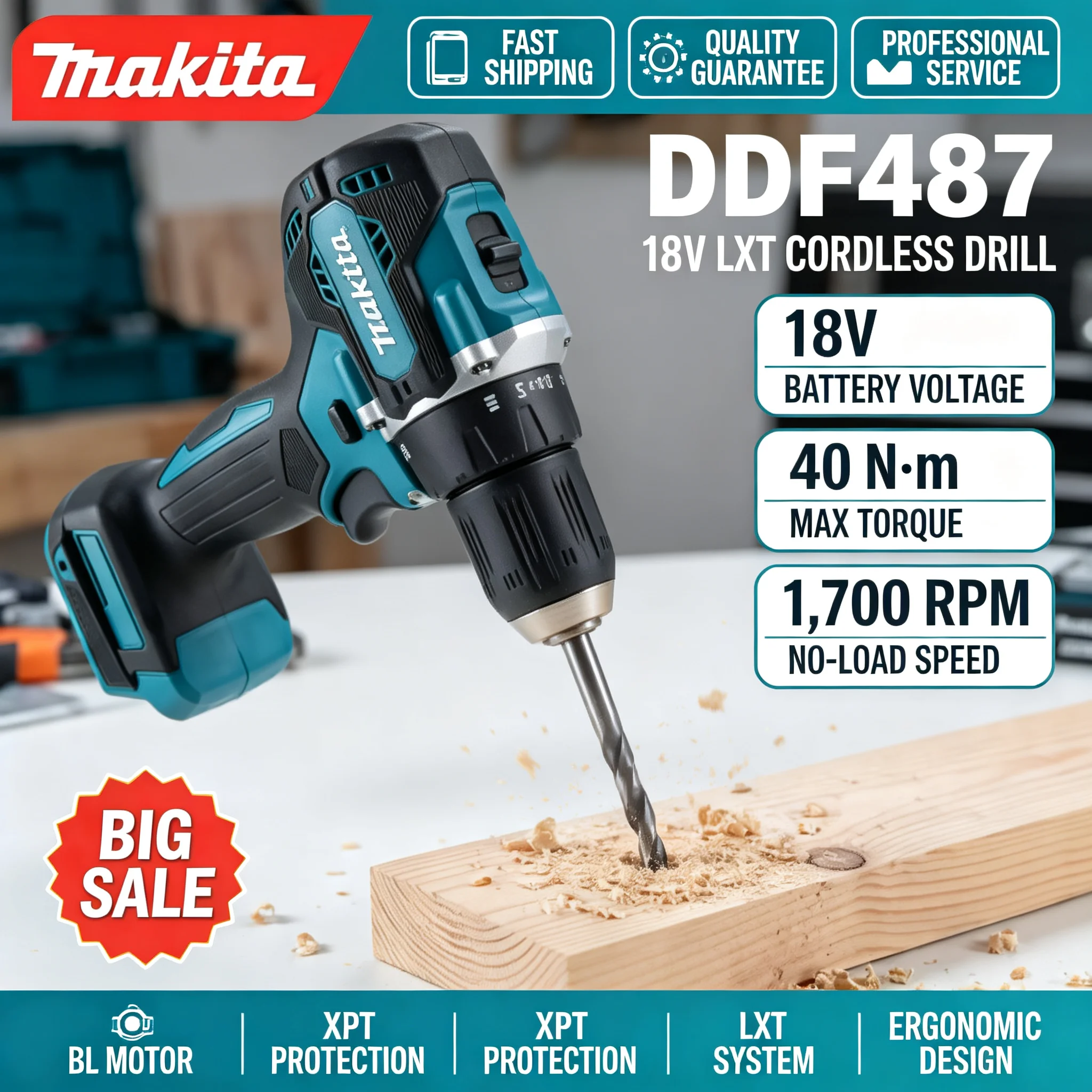 Makita DDF487 18V Cordless Bru - Brushless Cordless Electric Drill 18V 评论和价格